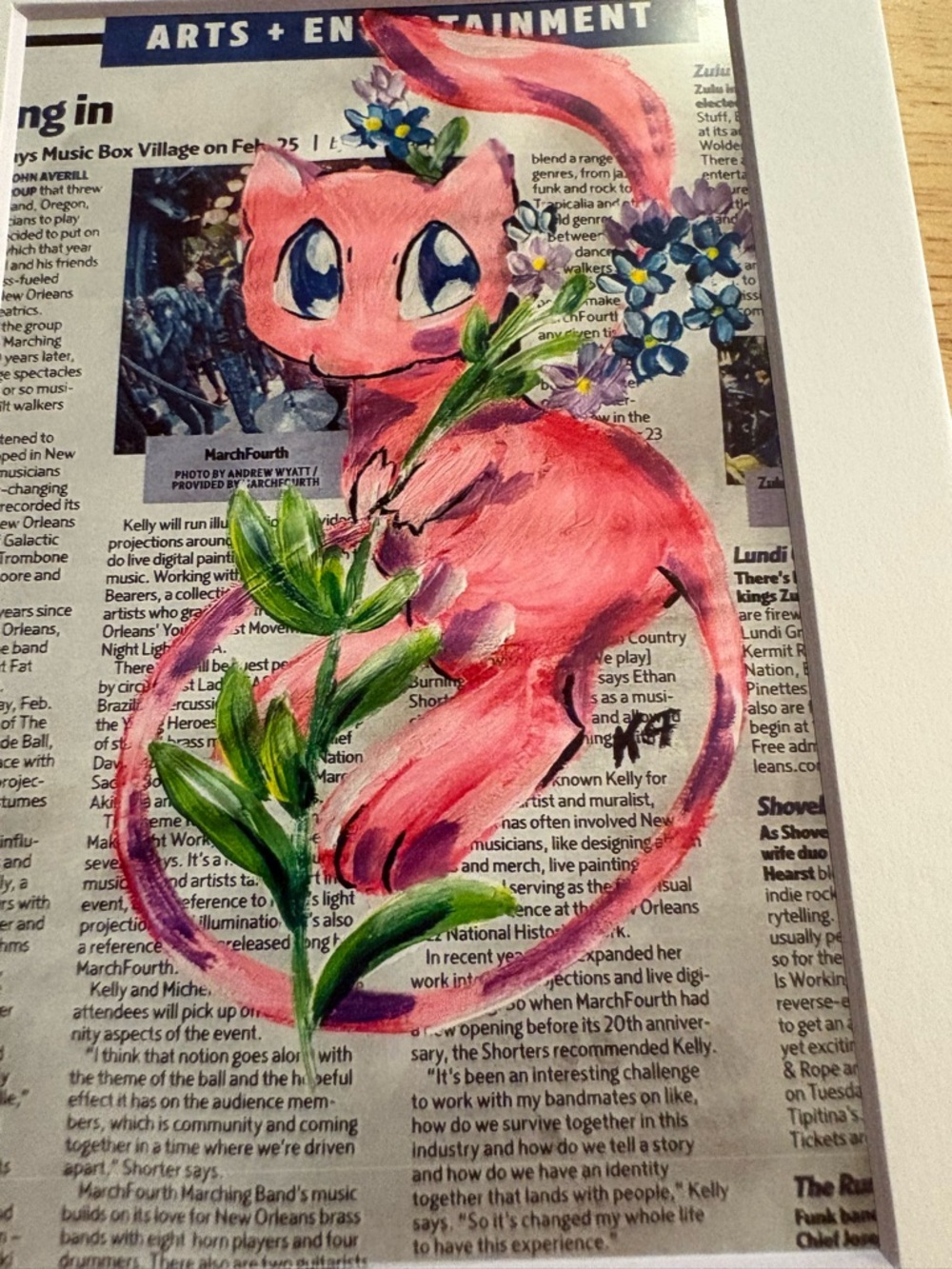 BN Pokemon Mew print glossy print white mat New Orleans artist Katherine Parenas